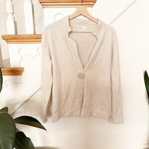 Evis Beige Lightweight Knit Cardigan Button Front Long Sleeve Sweater Size S/M